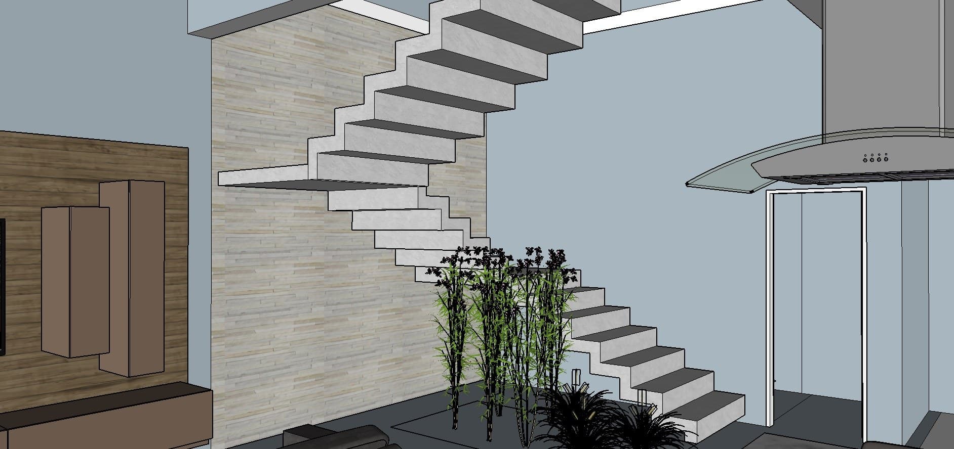Volta Redonda Residence — Open stair and double-height living area